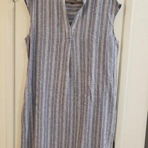 Jones New York Blue Stripe Shirt Dress No Belt - Size 16 - Pre-owned